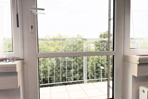 A partially transparent or opaque bird protection pattern is printed on the glass, customised to the customer's requirements, and adapted to the properties of the glass.